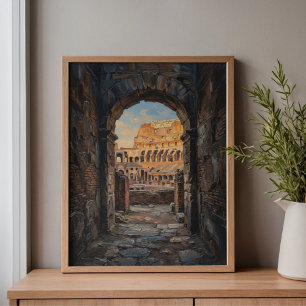 Rome Colosseum Schaduwen Boog Kunst Canvas Afdruk