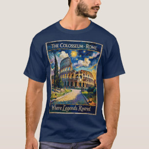 Rome Colosseum Sterrennacht Impressionistisch Oud T-shirt