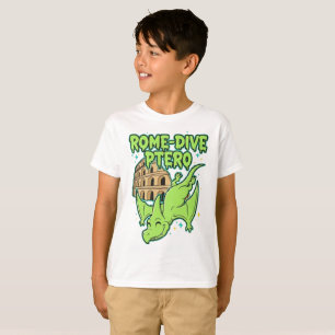 Rome-Dive Ptero Schattige Dinosaur & Colosseum Rei T-shirt