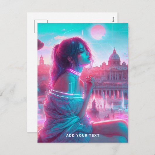 Rome | ETHERISCHE Retrowave VaporWave Aangepaste t Feestdagenkaart (Voorkant / Achterkant)
