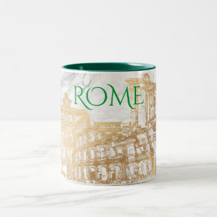 ROME, FAUX GOLD+MARBLE TRAVEL SOUVENIRS TWEEKLEURIGE KOFFIEMOK