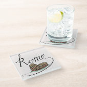 Rome Hand Lettered Design Glazen Onderzetter (Schuin)
