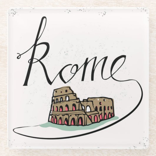 Rome Hand Lettered Design Glazen Onderzetter (Voorkant)