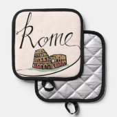 Rome Hand Lettered Design Pannenlap (Voorkant / Achterkant)