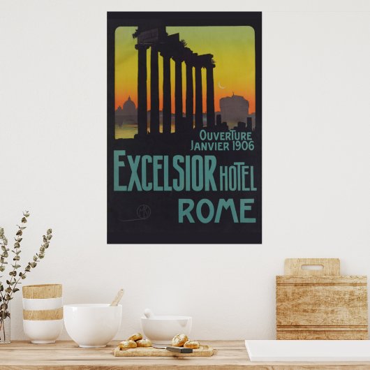 Rome  Italiaans reisposter Excelcior Hotel Poster (Keuken)