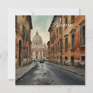 Rome Italiaanse Reis Waterverf in Vintage Stijl Feestdagenkaart