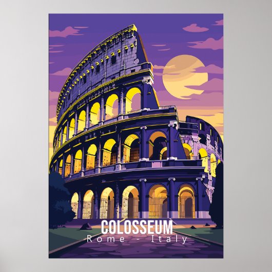 Rome - Italie, Colisée, affiche d'art touristique (Devant)