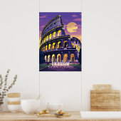 Rome - Italie, Colisée, affiche d'art touristique (Cuisine)