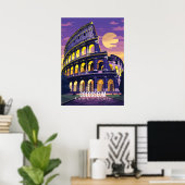 Rome - Italie, Colisée, affiche d'art touristique (Bureau à domicile)