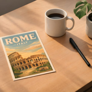 Rome Italie Colosseum Carte Postale Vintage Voyage