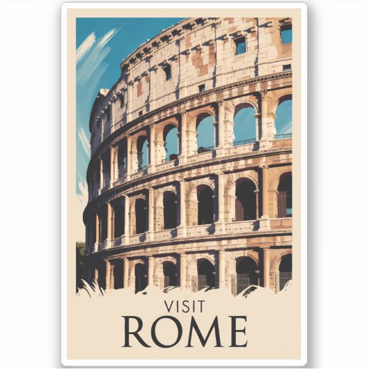 Rome Italië Colosseum Illustratie Reiskunst Sticker (Voorkant)