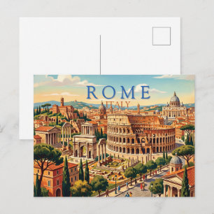 Rome Italië Colosseum Reizen Kunst Vintage Feestdagenkaart