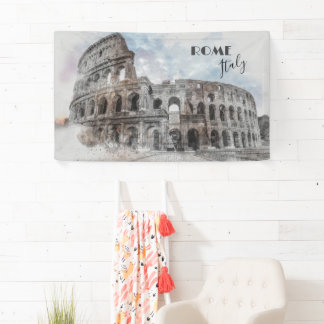 Rome Italië Colosseum Reizen Kunst Vintage Spandoek