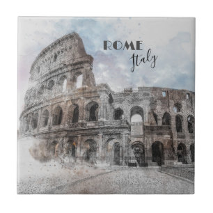 Rome Italië Colosseum Vintage Reizen Kunst Keramie Tegeltje