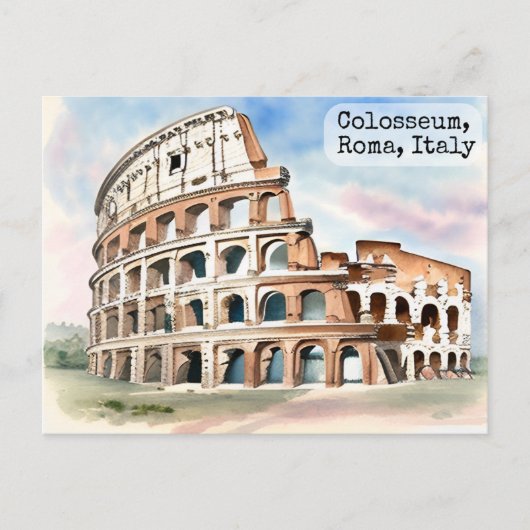 Rome, Italië Colosseum Waterverf Reizen Briefkaart (Voorkant)