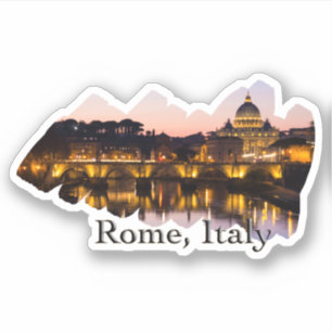 Rome, Italië: De Romantische stad 's nachts Sticker