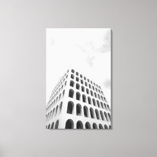 Rome Italië, EUR Palazzo del Lavoro Canvas Afdruk
