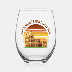 Rome Italië Familiereis Colosseum Sunset Custom Wijnglas Zonder Voet