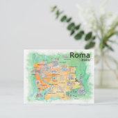Rome Italië geïllustreerde reisplattegrond Briefkaart (Staand voorkant)
