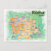 Rome Italië geïllustreerde reisplattegrond Briefkaart (Voorkant)