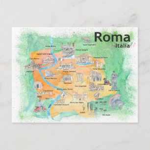 Rome Italië Illustreerde reiskaart Briefkaart