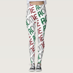 Rome Italië Italiaanse vlag Typografie Patroon Leggings