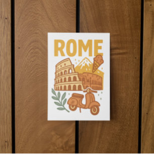 Rome Italië Minimalistisch met de Hand Getekend Co Briefkaart