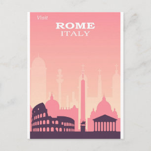 Rome Italië Poster voor roze reizen Briefkaart