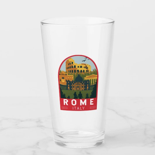 Rome Italië Reizen Retro Embleem Glas (Voorkant)