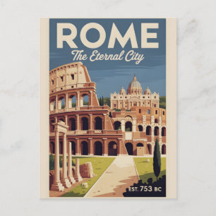 Rome Italië Retro Silhouette Stadsgezicht Reis Briefkaart