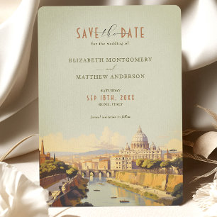 Rome Italië Romantisch Retro Save-the-Date Kaart