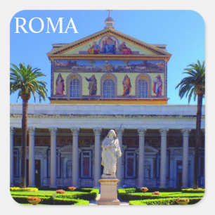 Rome Italië   San Paolo Fuori Le Mura Vierkante Sticker