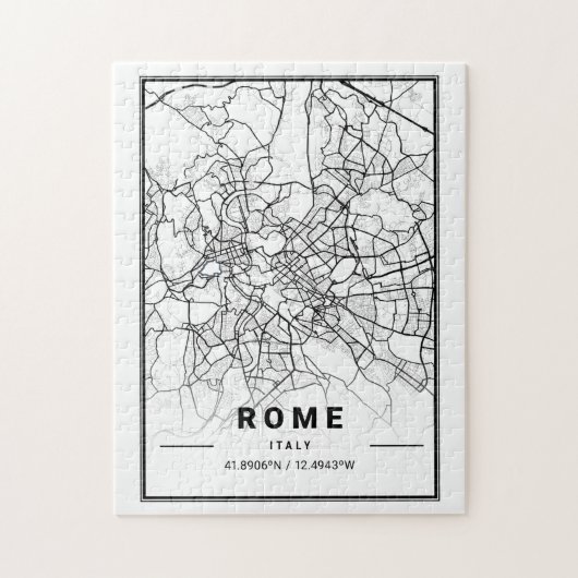 Rome Italië - Stadskaart Moderne Minimale Kunst Legpuzzel (Verticaal)