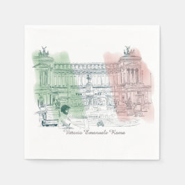 Rome Italië Victor Emmanuel Building Pen en Ink Servet