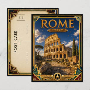 Rome Italië Vintage Colosseum Art Deco Gouden Tijd Briefkaart