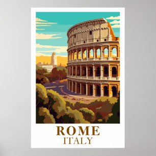 Rome Italië Vintage Reis Colosseum Kunstprint Poster