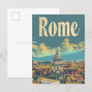 Rome Italië Vintage Retro Reizen Illustratie Briefkaart