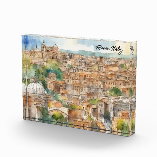 Rome Italië Waterverf schilderij Panorama Uitzicht Fotoblokken (Rechts)