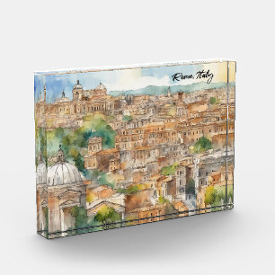 Rome Italië Waterverf schilderij Panorama Uitzicht Fotoblokken