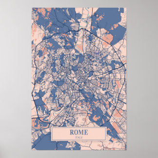 Rome Italië Winderige Stad Kaart Reizen Poster
