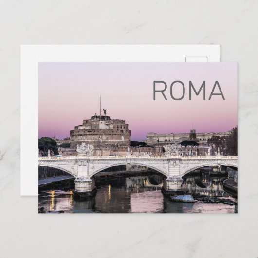 Rome Italy Castel Sant'Angelo Bridge Sunset Feestdagenkaart (Voorkant / Achterkant)