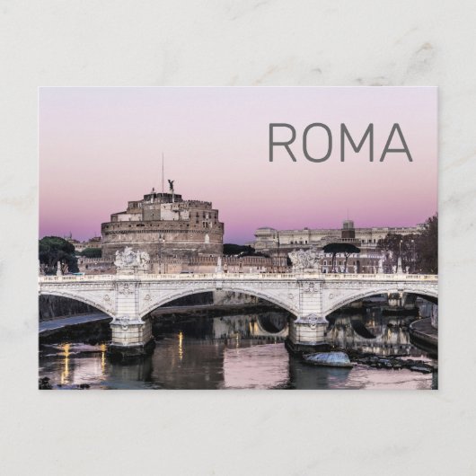 Rome Italy Castel Sant'Angelo Bridge Sunset Feestdagenkaart (Voorkant)