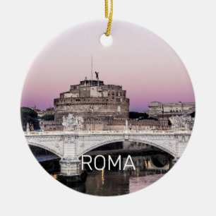 Rome Italy Castel Sant'Angelo Bridge Sunset Keramisch Ornament