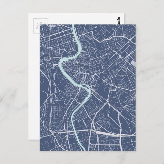 Rome Map Blue Briefkaart (Voorkant / Achterkant)
