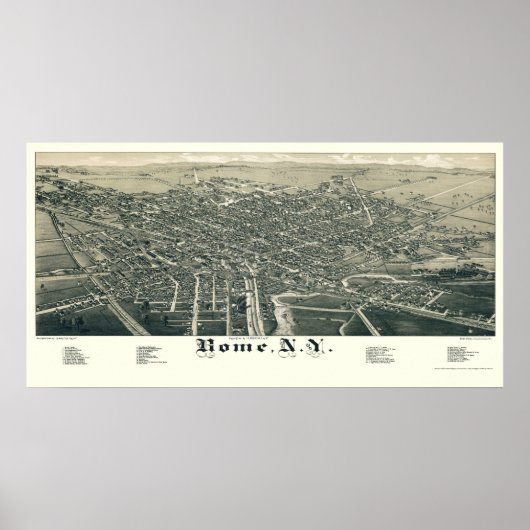 Rome, NY Panoramic Map - 1886 Poster (Voorkant)