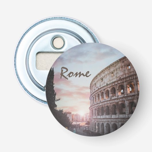 Rome Oude Architectuur zonsondergang stadsbeeld Button Flesopener (Voorkant)