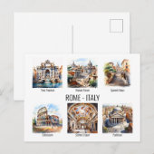 Rome populairste toeristische attracties waterverf briefkaart (Voorkant / Achterkant)