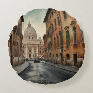 Rome reis waterverf in vintage stijl rond kussen