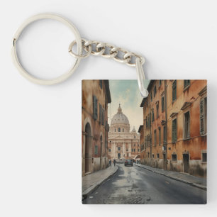 Rome reis waterverf in vintage stijl sleutelhanger