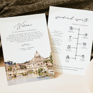 Rome Silhouette Welkomstbrief Tijdlijn Trouwkaart Kaart